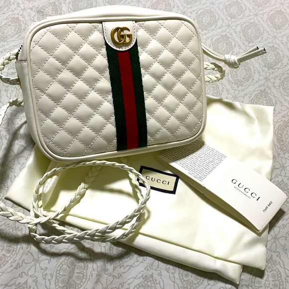 WHITE GG MINI QUILTED LEATHER CROSSBODY - Picture 1 of 9
